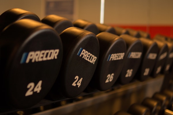 Dumbbells on rack