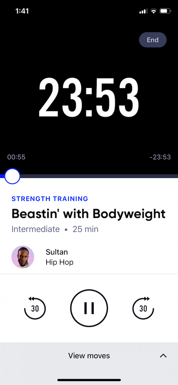 Aaptiv workout screen