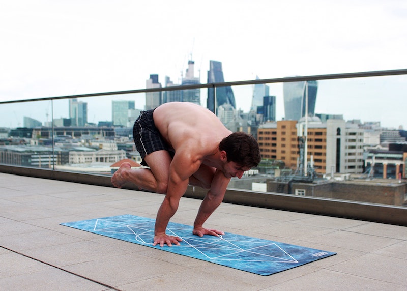 Guy with physical job doing yoga