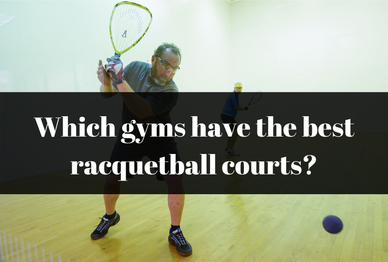 Men playing racquetball in gym