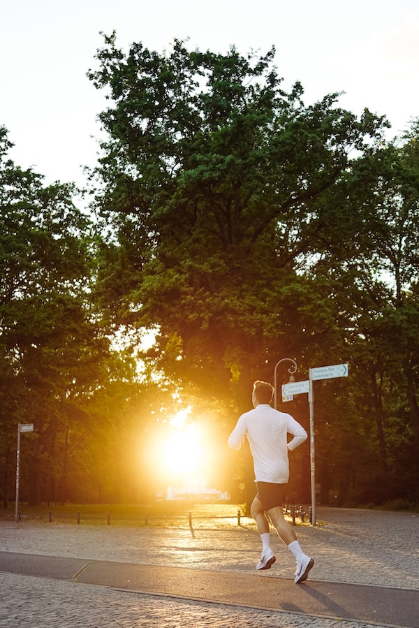 Man running at dawn