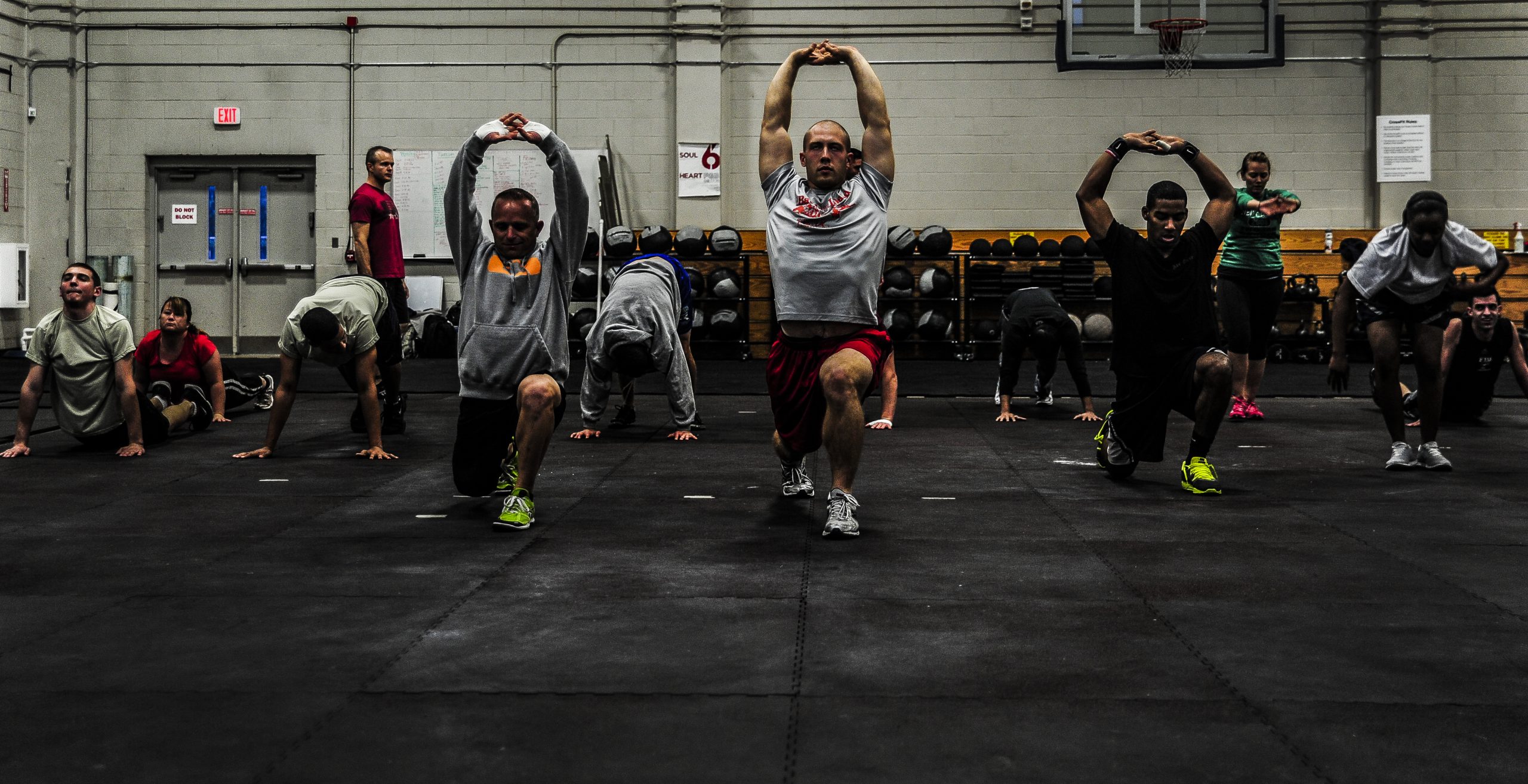 CrossFit group at gym working out